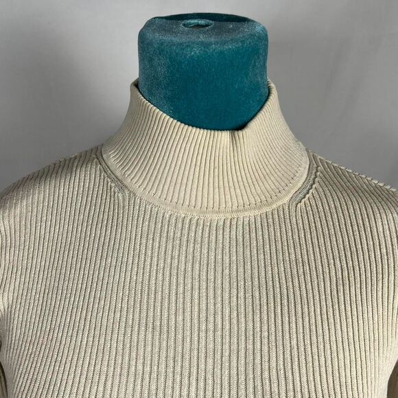 Pendleton Ribbed silk blend Mock Neck Sweater - Cream Knit (Size M) - Picture 5 of 7